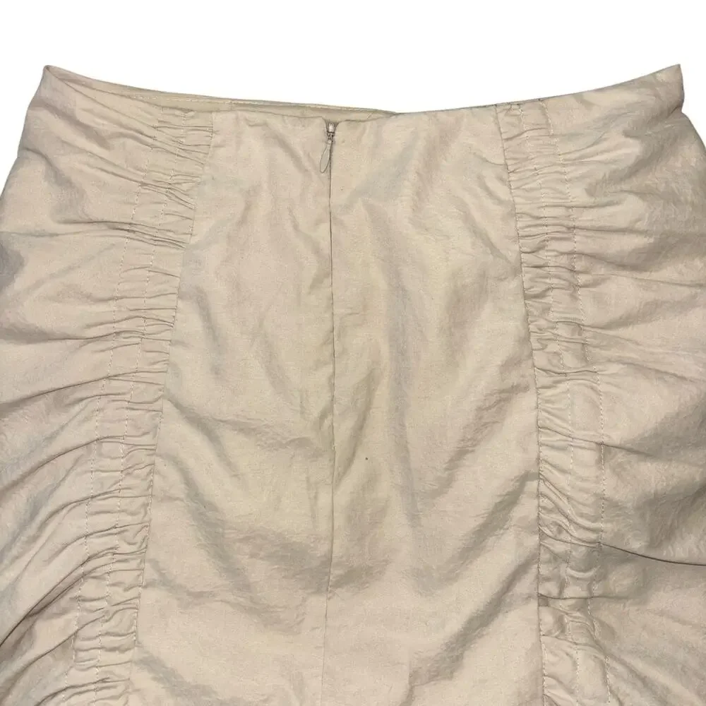 Nanette Lepore Y2K Ruched Bodycon Tan Skirt Women’s 0 Beachy Boho Spring Casual